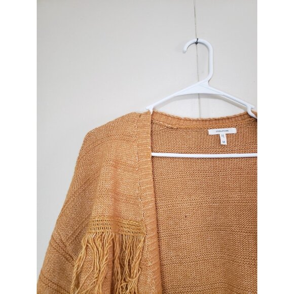 Maurices Women M Cardigan Sweater Fringe Yellow Gold Open Front Office Career - Picture 3 of 6